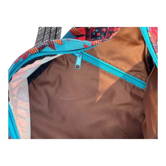 KAVU Original Rope Sling Bag Backpack Turquoise Green Aztec Southwestern Print - Picture 5 of 9